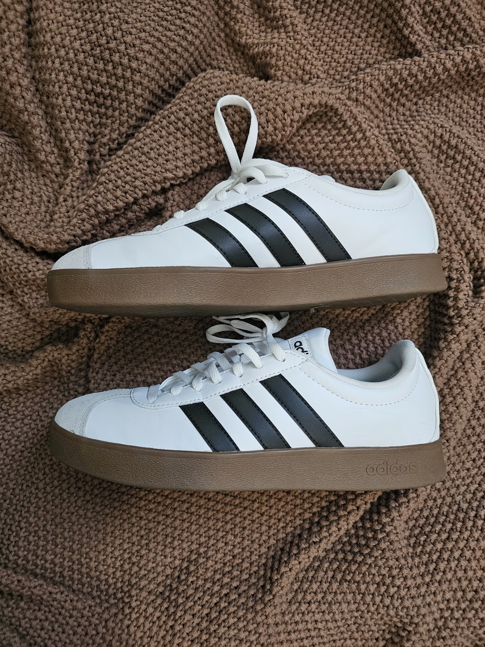 Adidas VL Court Base White Sneakers with Black Stripes